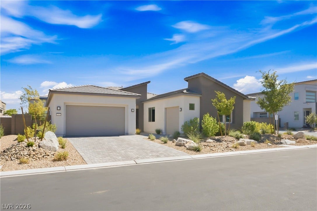 11164 Twisty Ridge Street, Las Vegas, NV 89183 Modern desert architecture combines with sleek lines and professional landscaping to create remarkable curb appeal.