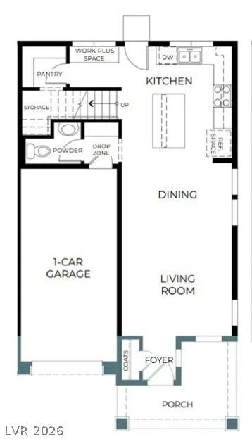 246 Starlit Moon Lane, Henderson, NV 89015 A detailed layout illustrates a cohesive connection between the main level living zones.