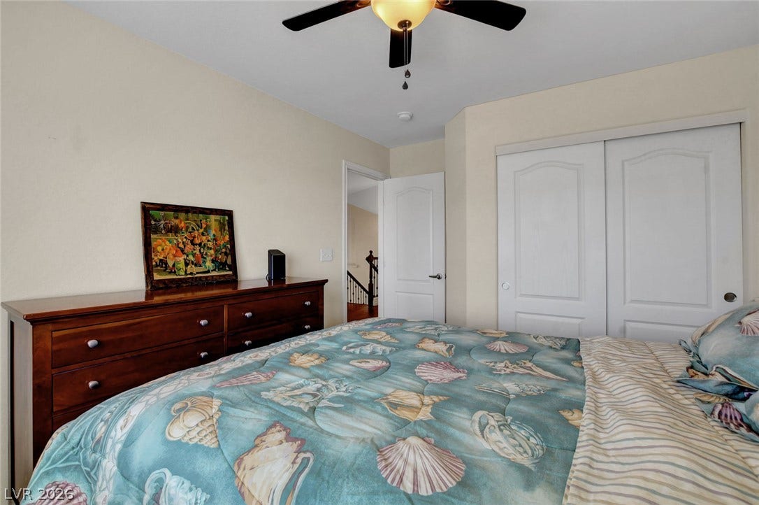 5508 Meridian Rain Street, North Las Vegas, NV 89031 Ample closet space highlights this comfortable bedroom.
