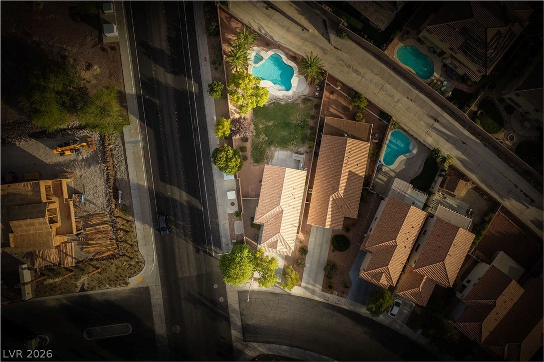 2381 Predera Avenue, Henderson, NV 89052 An aerial perspective reveals the property layout nestled within an established suburban neighborhood.