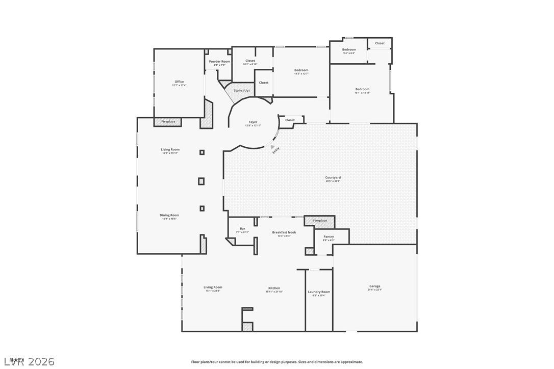 12056 Royal Dolnoch Court, Las Vegas, NV 89141 An organized first-floor layout details the spatial relationships of this expansive residential design.