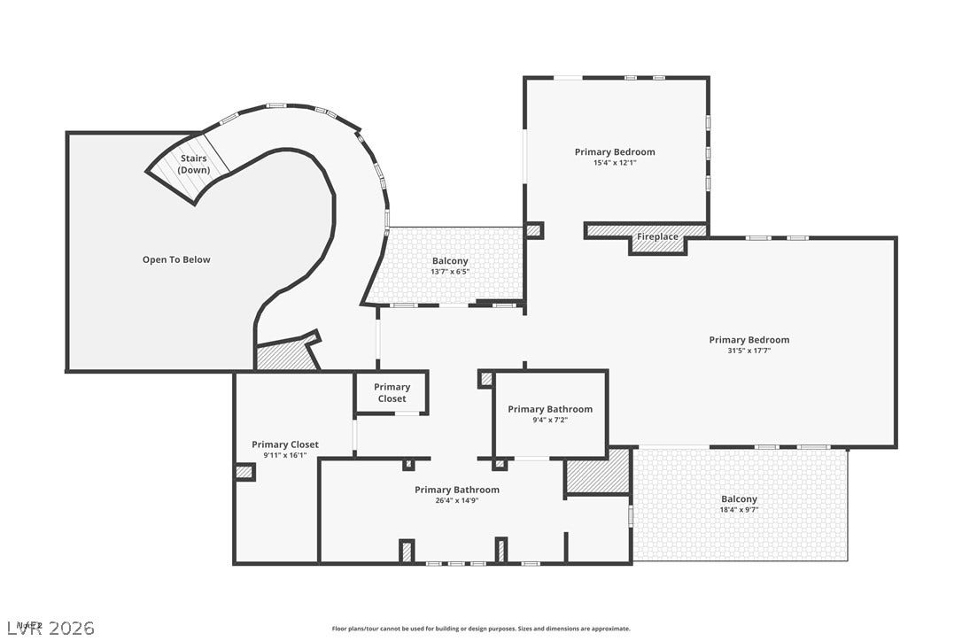 12056 Royal Dolnoch Court, Las Vegas, NV 89141 Detailed architectural layout showcasing the upper level design with spacious primary suites and private balconies.