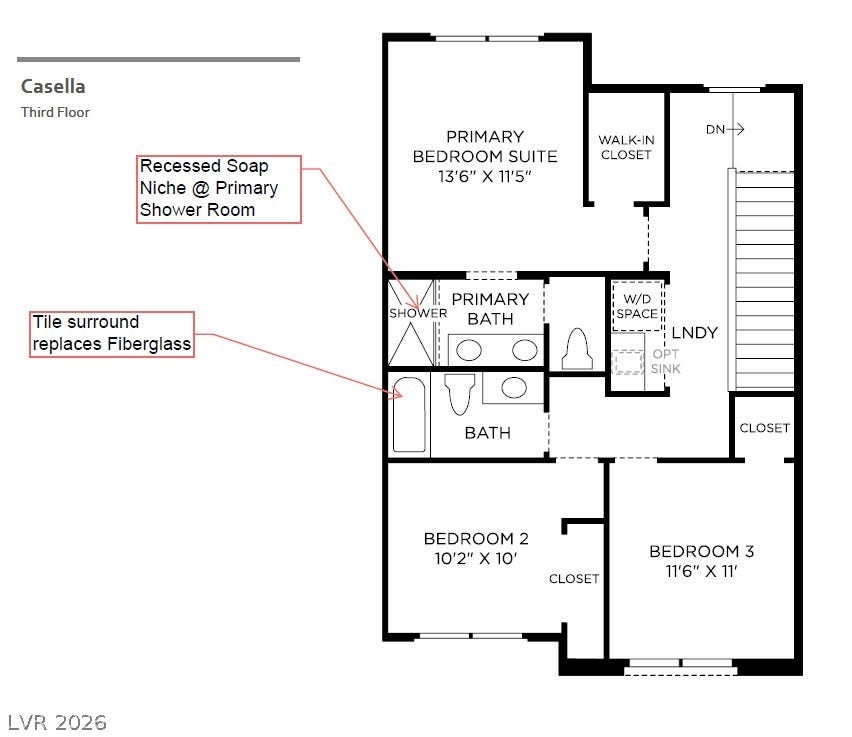 655 Talon Ridge Street, Las Vegas, NV 89138 An architectural layout detailing the third-floor design with multiple bedrooms, bathrooms, and walk-in closets.