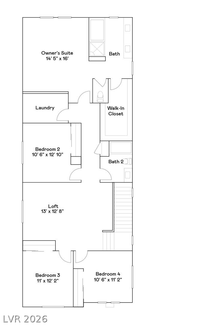 3381 Dancing Waters Street, Las Vegas, NV 89129 An organized floor plan outlines the spacious upper-level layout featuring multiple bedrooms and a loft.