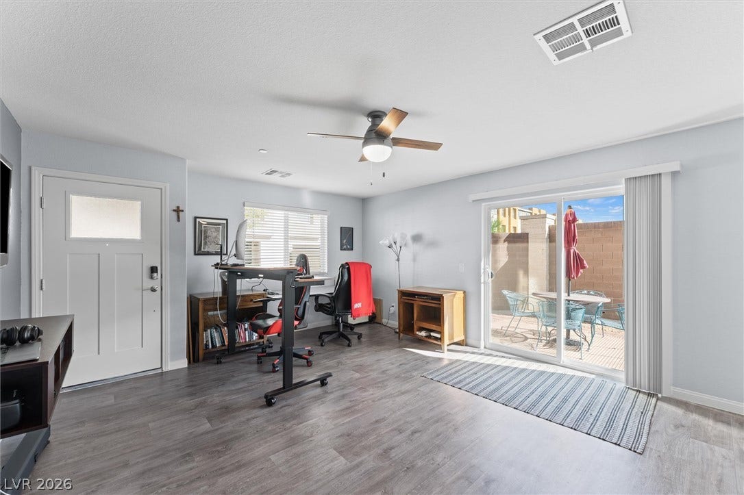 10059 Dazzling Sunrays Avenue, Las Vegas, NV 89129 Sliding glass doors open directly to a private back patio.