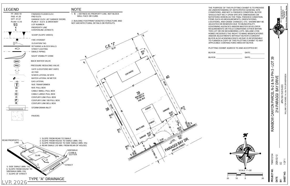 214 Paraggi Bay Drive, Henderson, NV 89011 214 Paraggi Bay Drive Preliminary Plot Plan