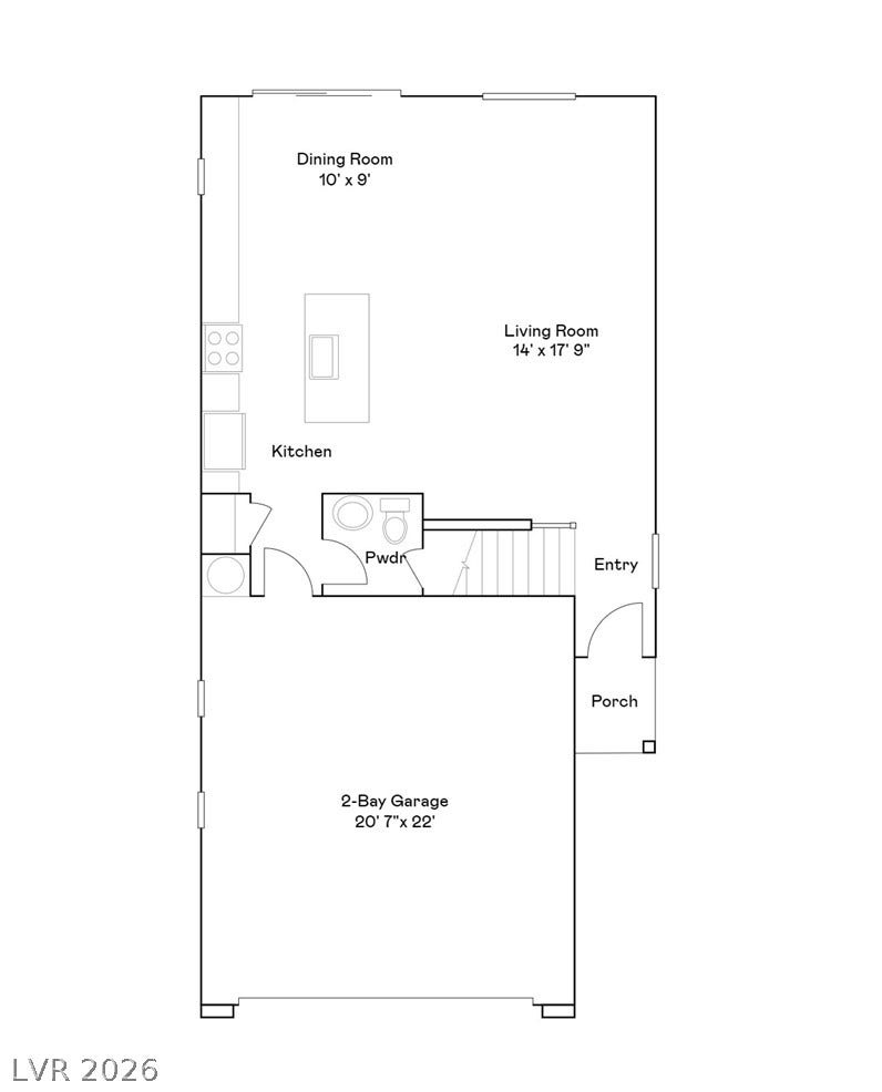 A detailed layout details the functional flow of this modern residential main level.