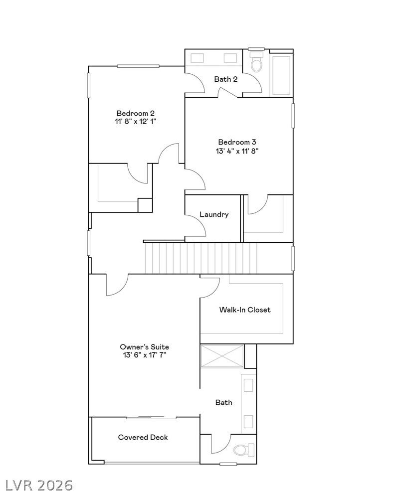 An intuitive second-floor layout highlights private bedroom suites and a spacious covered deck.
