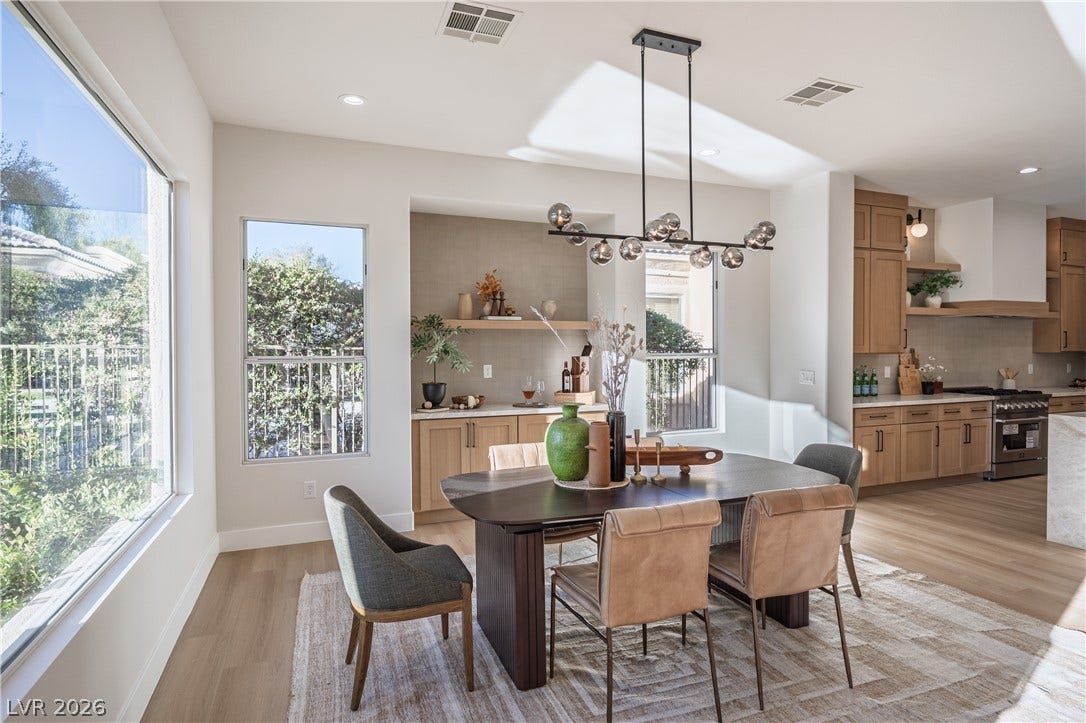 10248 Andante Court, Las Vegas, NV 89135 Dining space featuring light wood finished floors and recessed lighting