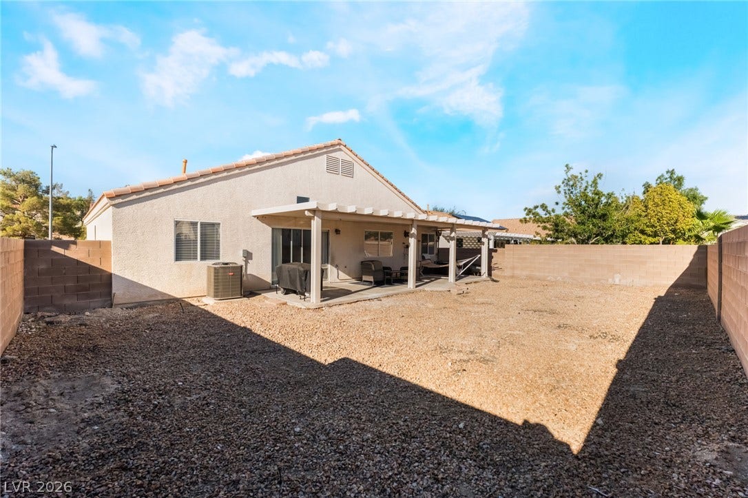 3729 Shimmering Creek Avenue, North Las Vegas, NV 89031 A spacious backyard enclosed by privacy fencing offers immense potential for custom outdoor design.