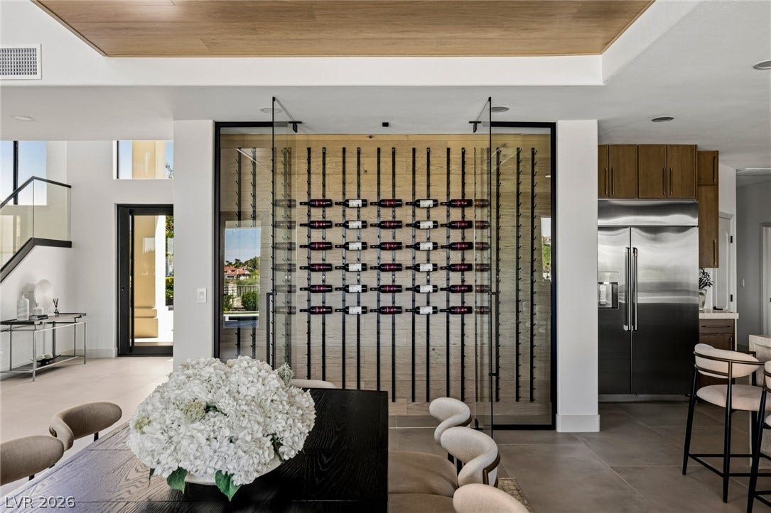 Glass Enclosed Wine Wall
