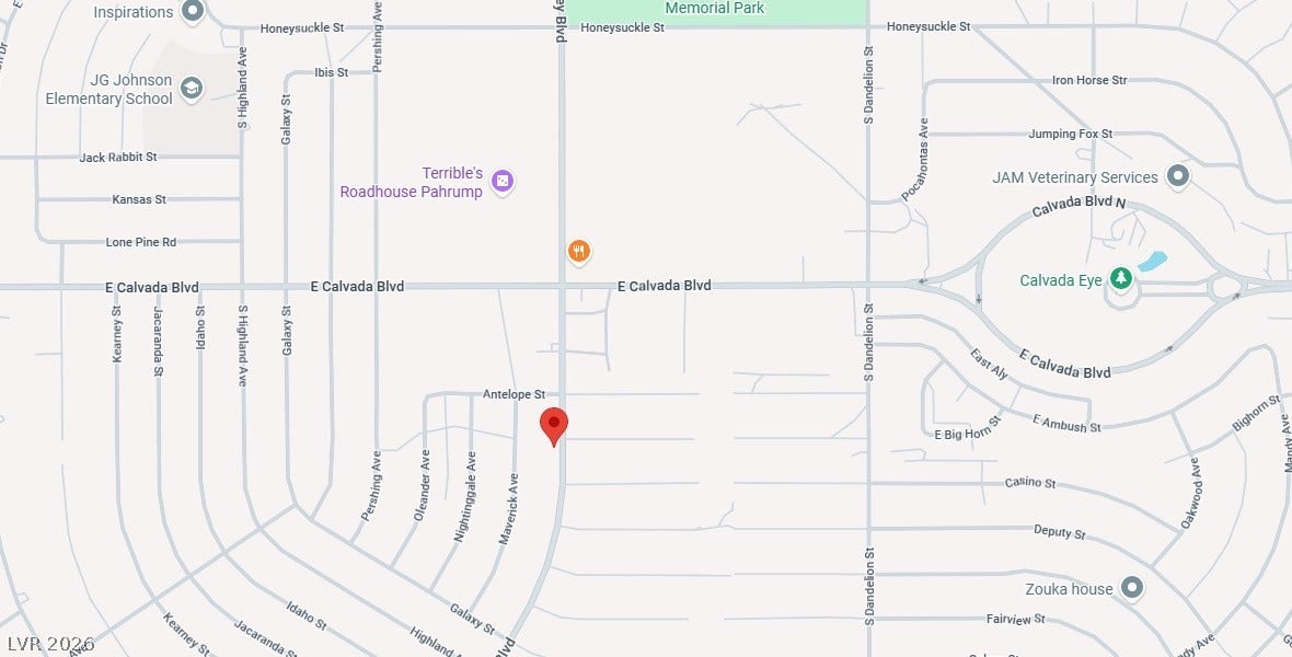 2090 S Pahrump Valley Boulevard, Pahrump, NV 89048 A convenient regional map highlights the central neighborhood location of this prime home site.