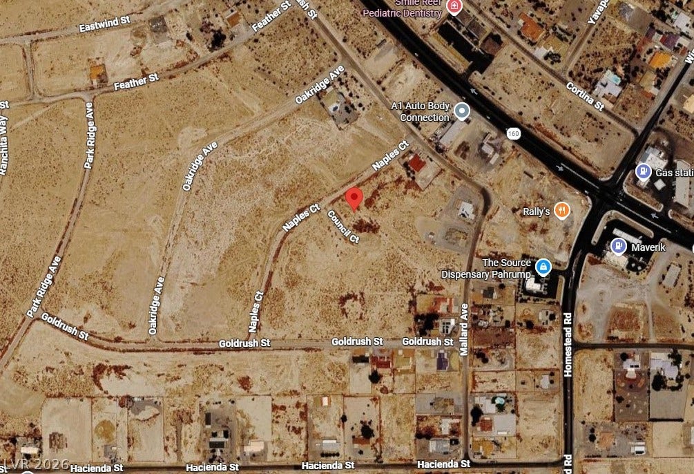 2321 S Council Court, Pahrump, NV 89048 An aerial map highlights the property location within the surrounding neighborhood.
