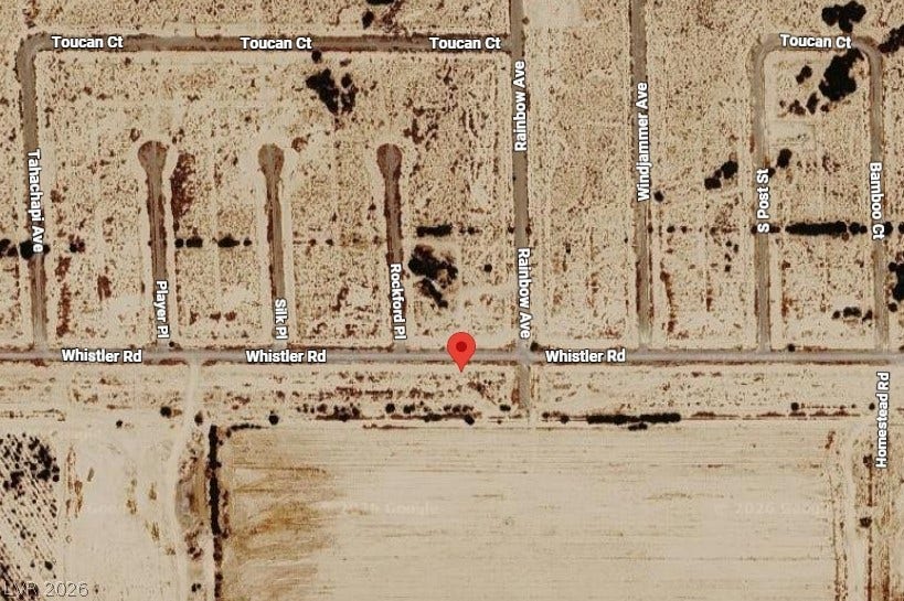 An aerial map highlights the location of this desert property.