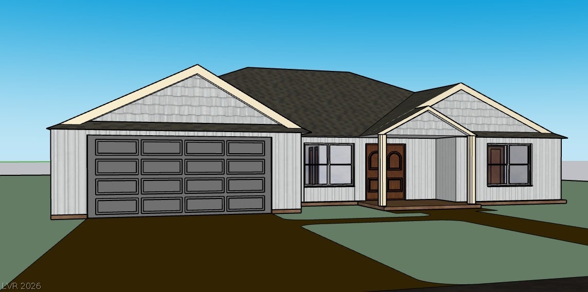 950 Vondell Drive, Pahrump, NV 89048 Clean architectural lines define this modern single-story design featuring a spacious integrated garage.
