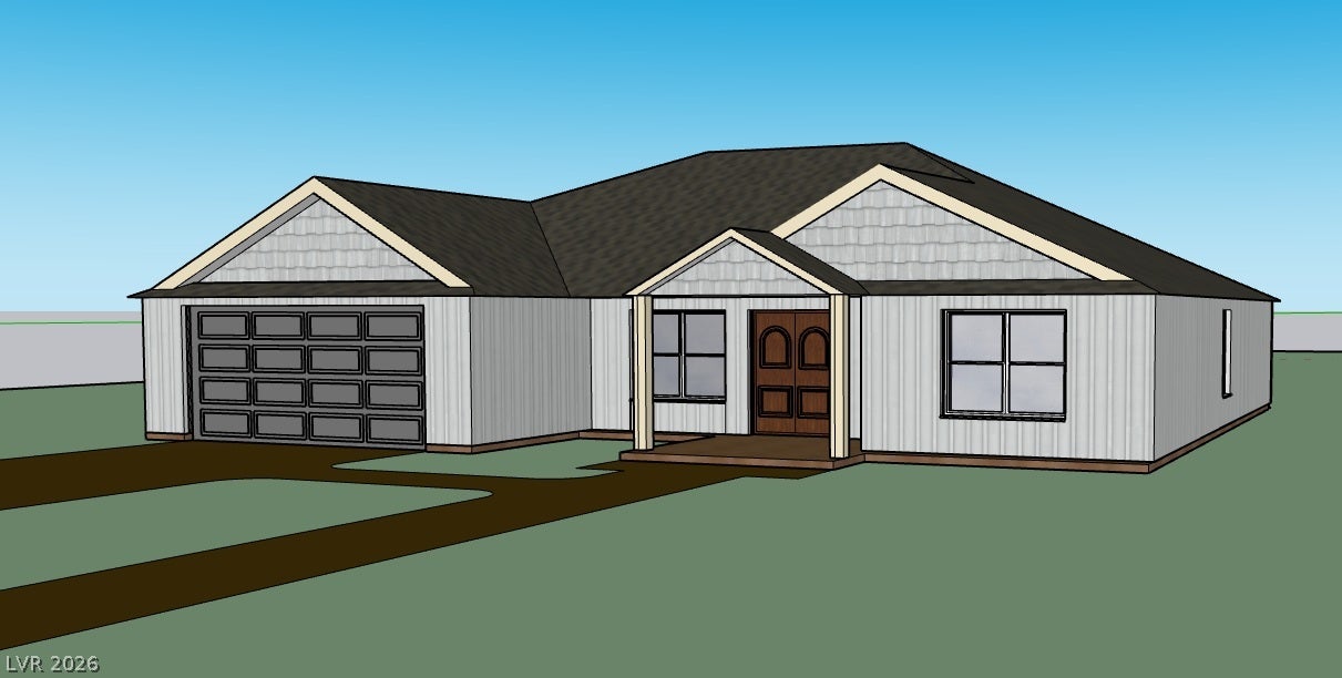 950 Vondell Drive, Pahrump, NV 89048 Gabled rooflines and a covered entryway define this classic ranch-style design.