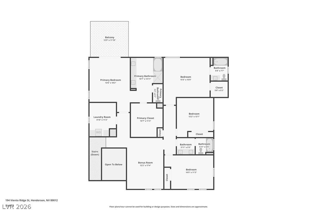 194 Viento Ridge Street, Henderson, NV 89012 A detailed layout illustrating the flow and spatial organization of the home's upper level.