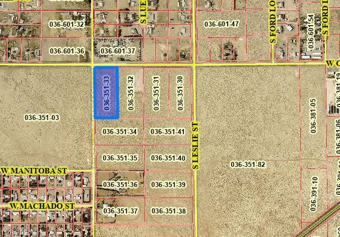 2161 W Charleston Park Avenue, Pahrump, NV 89048 A detailed plat map outlines the parcel boundaries and neighboring lots within the local area.