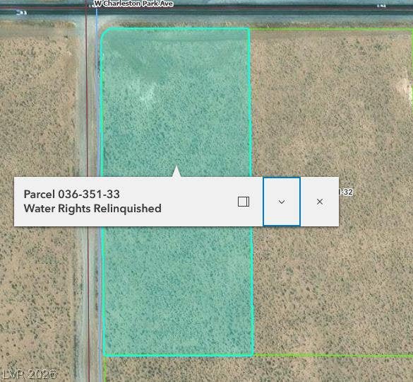 2161 W Charleston Park Avenue, Pahrump, NV 89048 An aerial map highlights the boundaries and location of this expansive parcel.