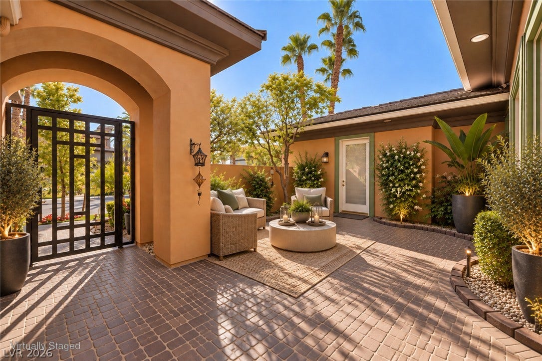 1517 Marbella Ridge Court, Las Vegas, NV 89117 Virtually staged front courtyard