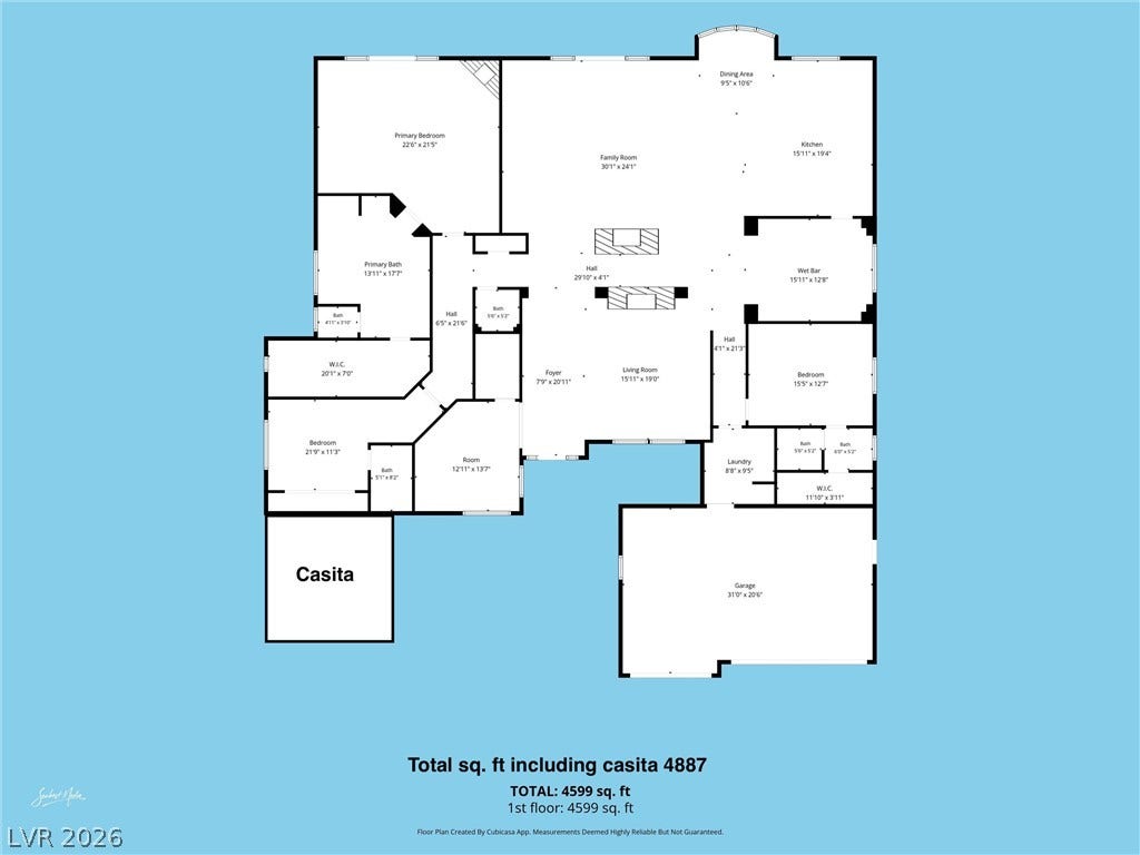 1517 Marbella Ridge Court, Las Vegas, NV 89117 Comprehensive layout diagram detailing the spacious and flowing single-level floor plan.