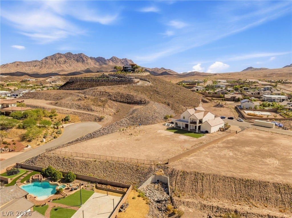 324 Wanda Road, Henderson, NV 89002 Rugged peaks frame a wide desert landscape surrounding this hillside property.