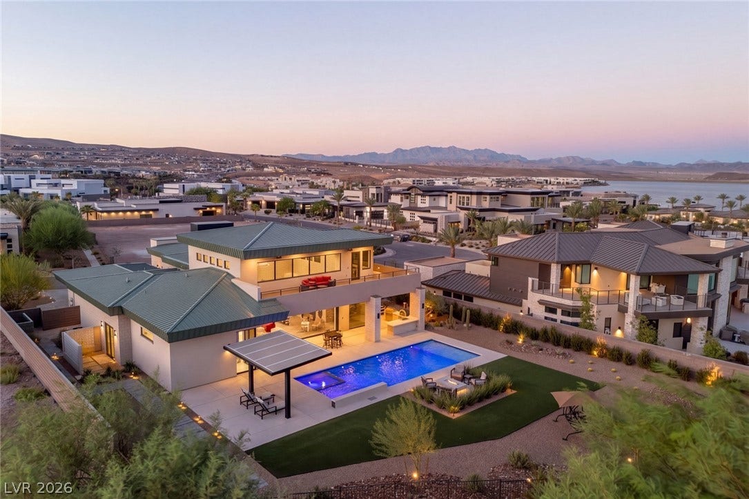37 Reflection Shores Lane, Henderson, NV 89011 A sparkling private pool highlights the backyard setting of this modern desert estate.