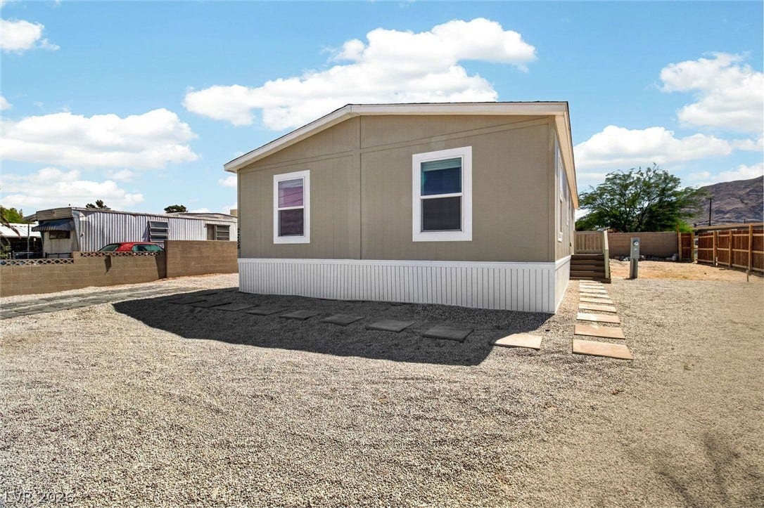 2258 Toiyabe Street, Las Vegas, NV 89156 A clean low-maintenance yard surrounds this modern exterior under a clear blue sky.