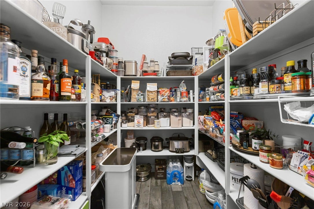 327 Castle Wynd Avenue, Las Vegas, NV 89183 Walk in pantry is huge! 10 ft ceilings. you could probably fit twin bed in there!