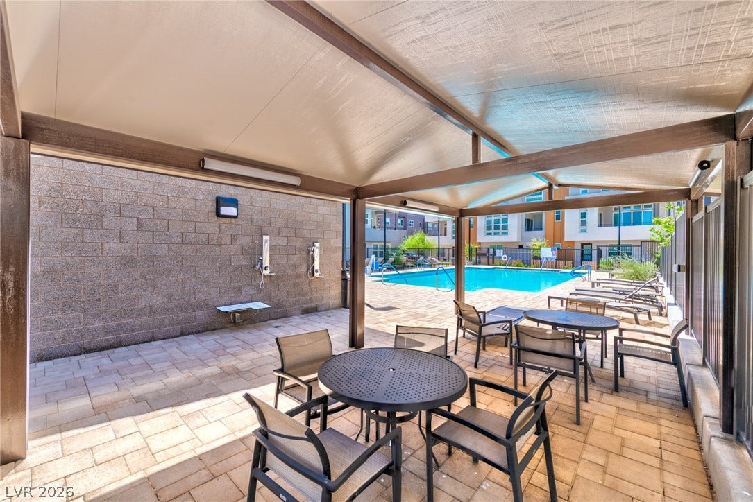 3327 Esker Ridge Avenue, Henderson, NV 89044 A sheltered pavilion overlooking a sparkling community swimming pool.