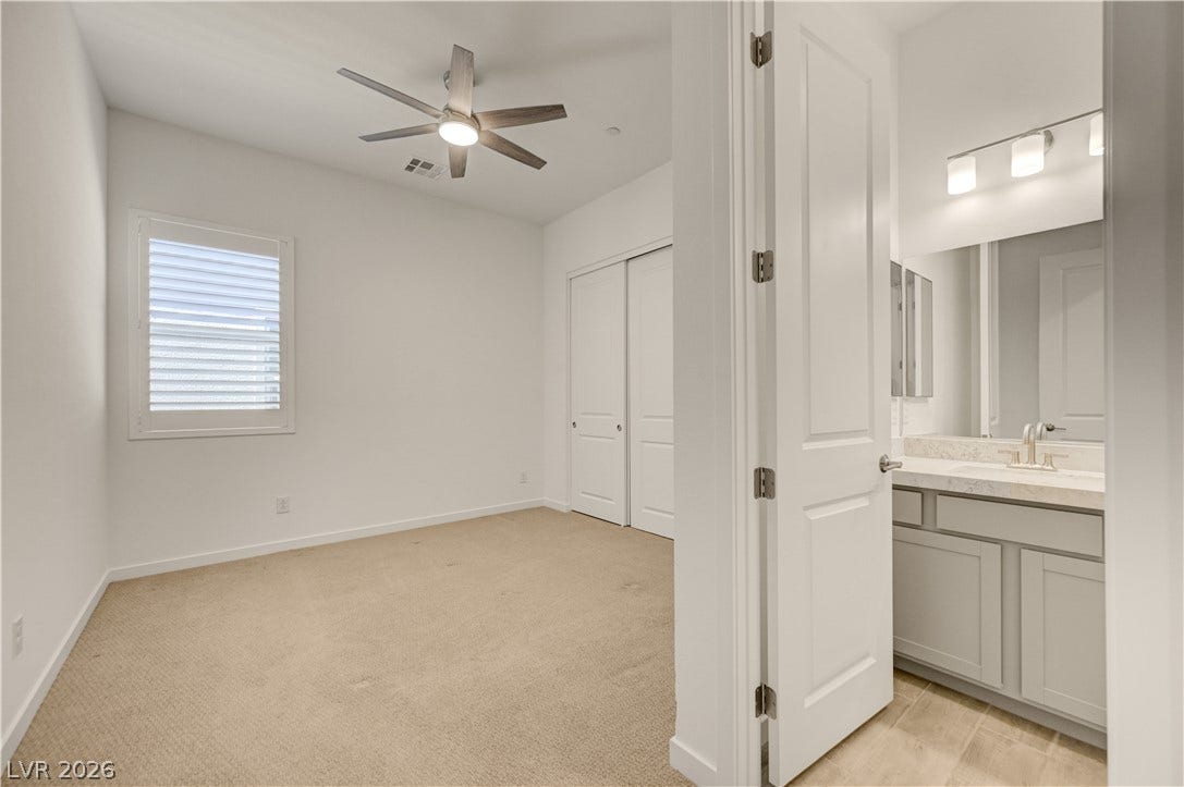 108 Barkset Way, Henderson, NV 89011 Guest Bedroom with Ceiling Fan
