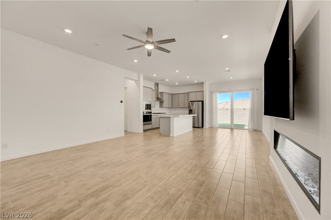 108 Barkset Way, Henderson, NV 89011 Living Room with Recessed Lighting and Ceiling Fan