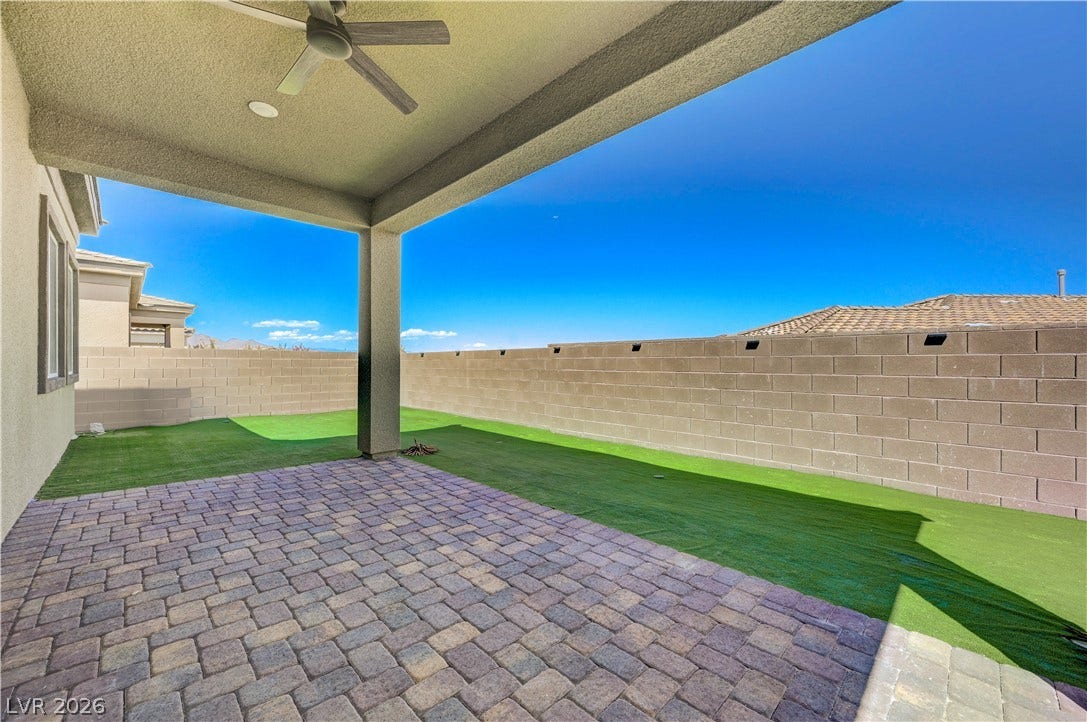 108 Barkset Way, Henderson, NV 89011 Backyard Covered Patio with Ceiling Fan