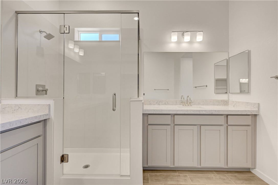 108 Barkset Way, Henderson, NV 89011 Primary Bathroom Shower with Double Vanities