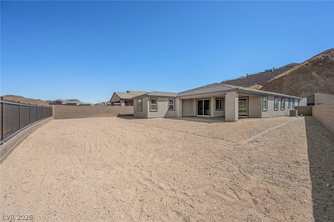 1480 Bianca Falls Drive, Henderson, NV 89011 An expansive gravel yard provides a blank canvas ready for custom desert landscaping.