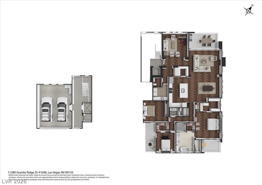 11280 Granite Ridge Drive, #1048, Las Vegas, NV 89135 An organized floor plan outlines the spacious layout of this modern residential design.