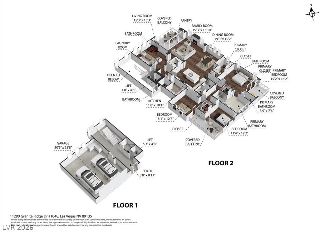 11280 Granite Ridge Drive, #1048, Las Vegas, NV 89135 A detailed multi-level floor plan highlights the thoughtful spatial layout and generous room proportions.