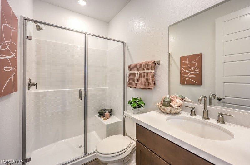 1817 Shondra Court, North Las Vegas, NV 89084 Downstairs Bathroom. Photo is of model home; actual finishes may vary.