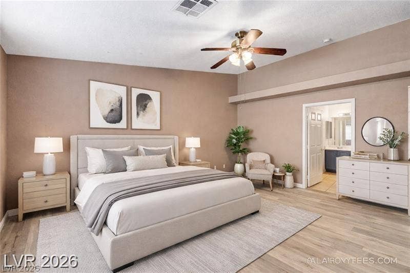 3327 Erva Street, #207, Las Vegas, NV 89117 A spacious bedroom features neutral walls, light-toned flooring, and high ceilings.