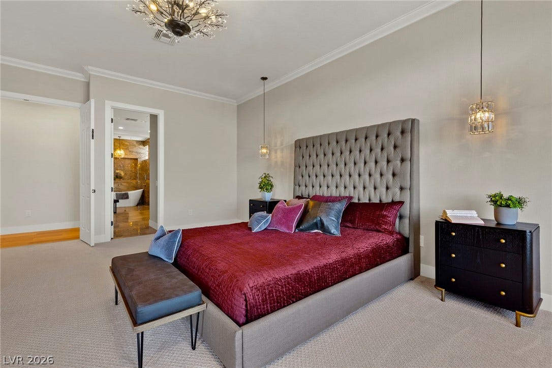 Reverse View of the Master Bedroom and the Spa Like Master Bath....