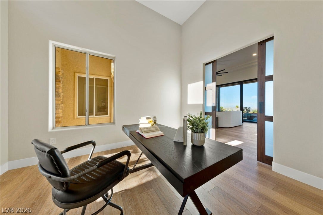 Office with a Direct View of the Great Room Window Wall for Valley Wide Viewing.....
