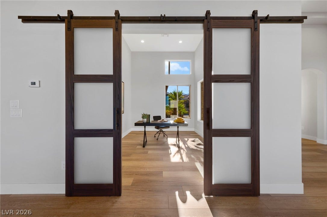 Beautiful Double Barn Door Entry into Office...