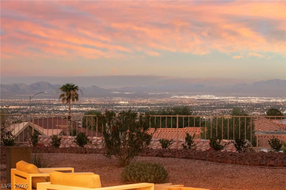 The Start of a Perfect Night Sky over Twinkling City Lights Featuring a Valley View that Goes as Far as the Eye Can See....