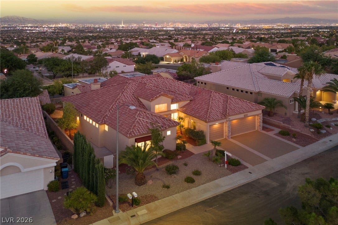 Areal Night Time View of Faiss Drive Sitting High Above the Las Vegas Valley....