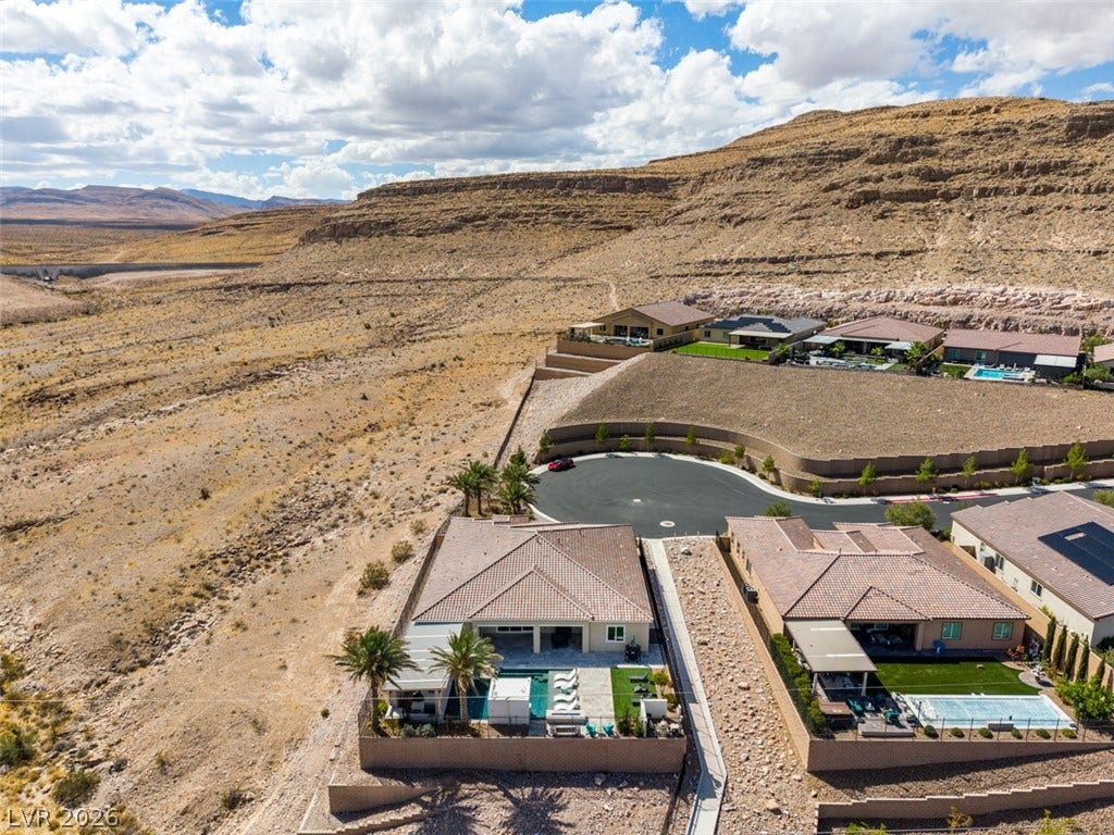 11288 Rebel Dome Court, Las Vegas, NV 89141 Dramatic canyon backdrops frame this desert hillside development featuring private backyard pools.