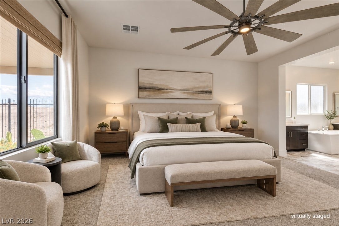 11288 Rebel Dome Court, Las Vegas, NV 89141 An open floor plan connects the main bedroom suite directly to the primary bathroom.