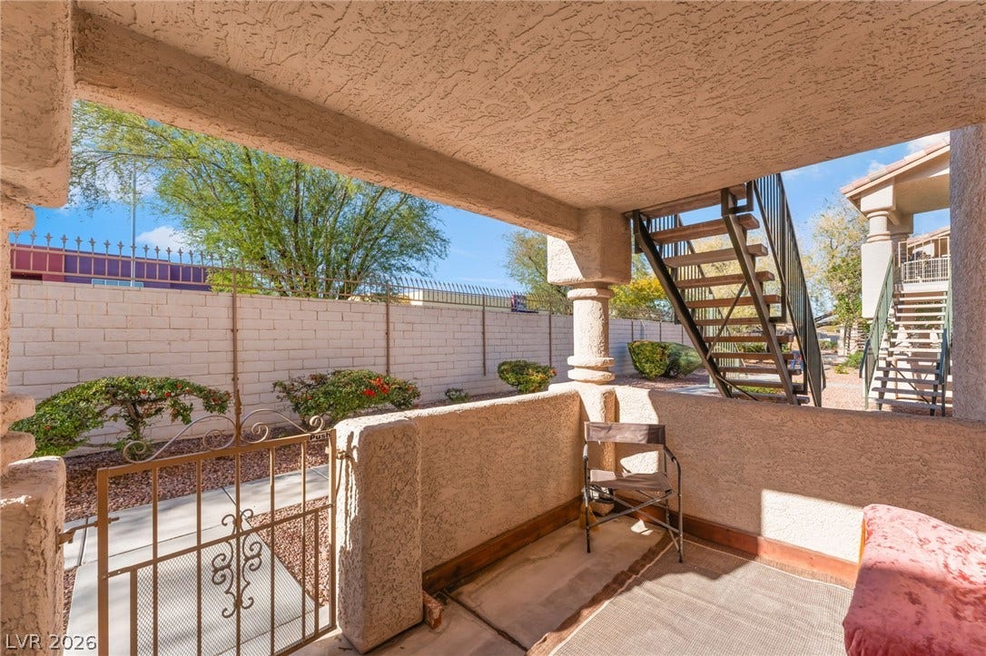 1305 Markwood Circle, #102, Las Vegas, NV 89128 Fenced backyard with stairs