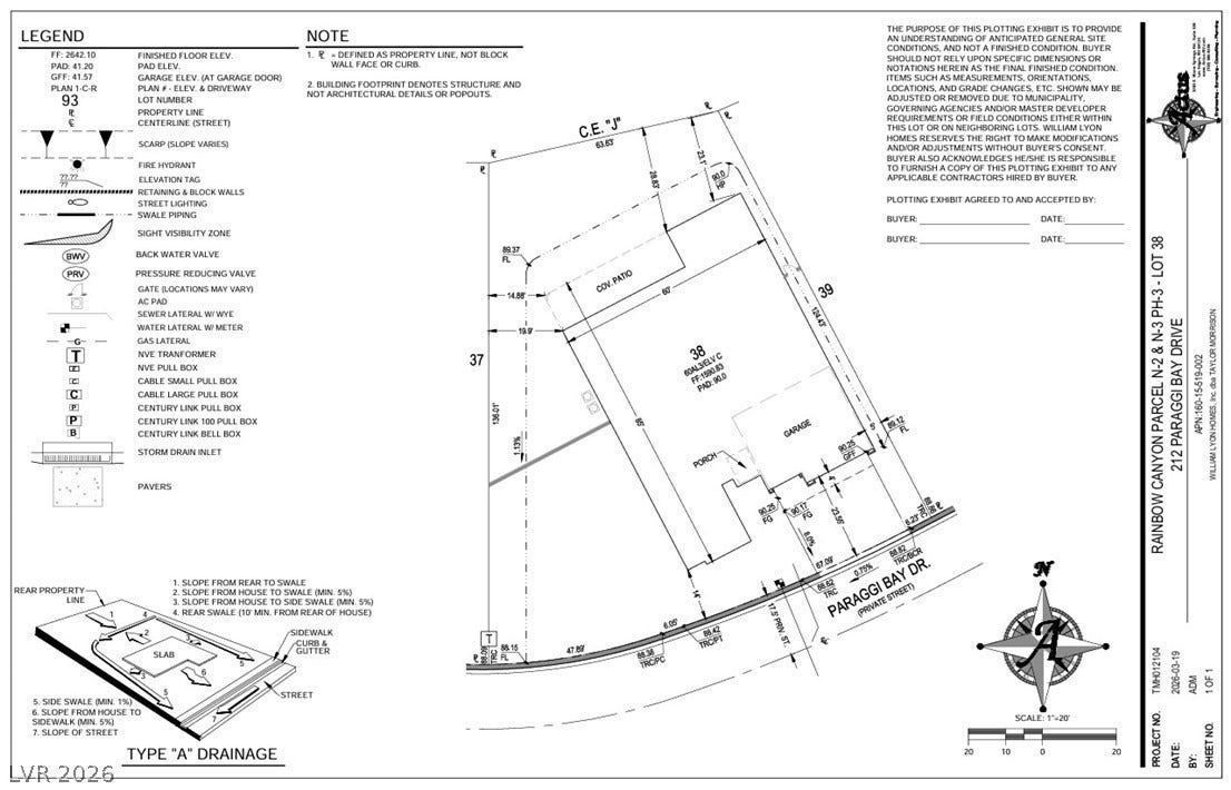 212 Paraggi Bay Drive, Henderson, NV 89011 Paraggi Bay Drive Preliminary Plot Plan