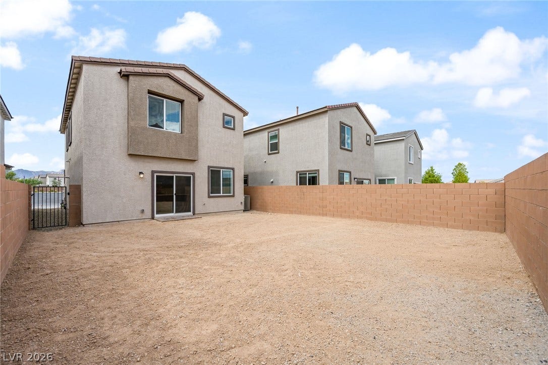 9568 Sagebrush Grove Street, Las Vegas, NV 89178 An enclosed backyard space bordered by sturdy privacy walls awaits custom landscaping designs.