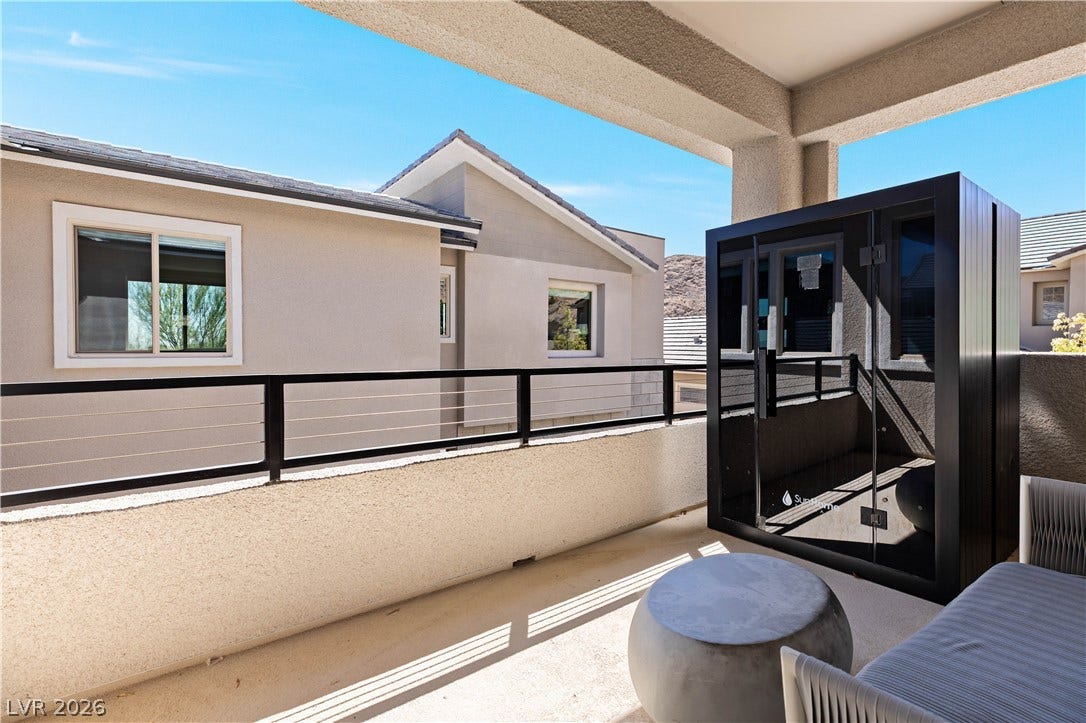 2999 The Peaks Lane, Las Vegas, NV 89138 A covered private balcony off primary.